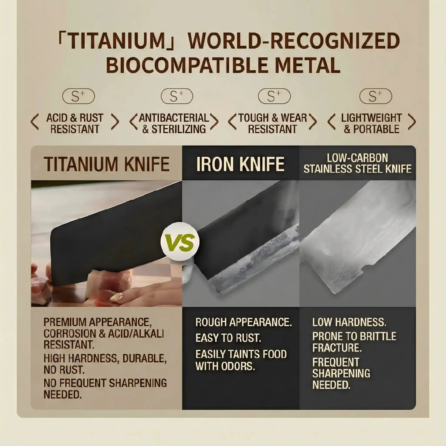 Alorivo 3 - Piece Titanium Coated Knife Set