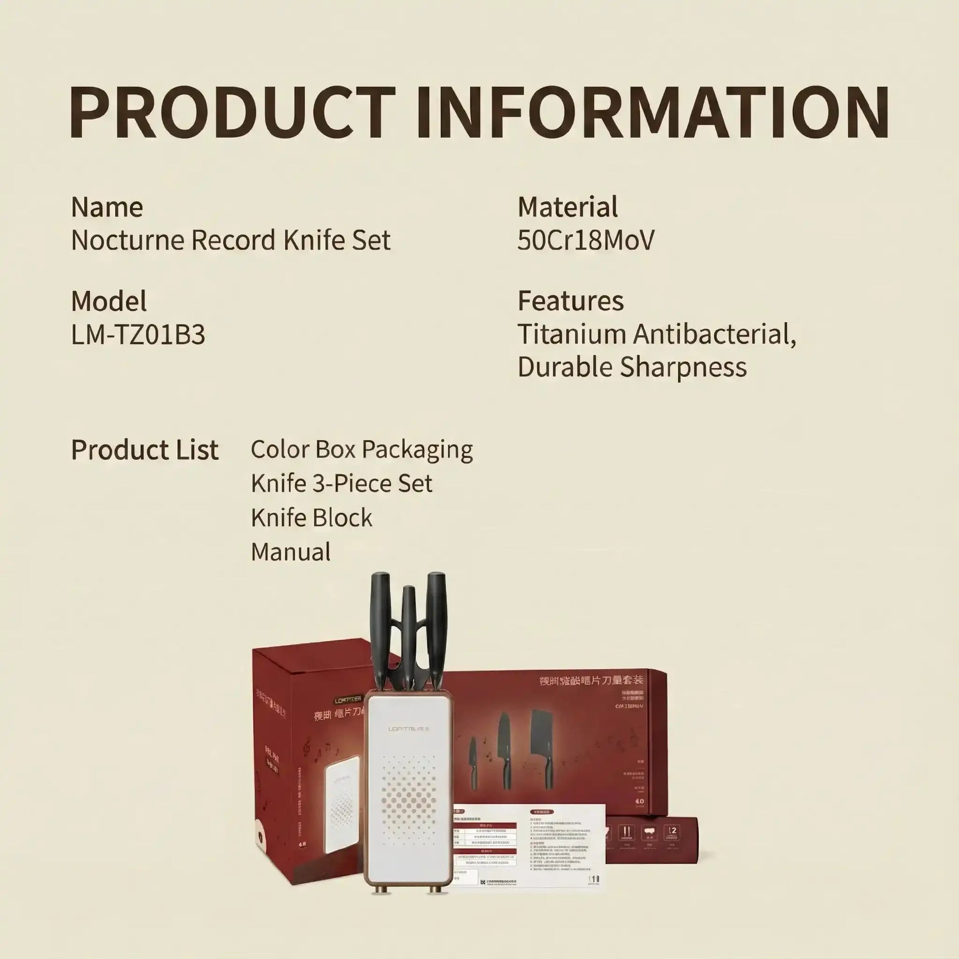 Alorivo 3 - Piece Titanium Coated Knife Set